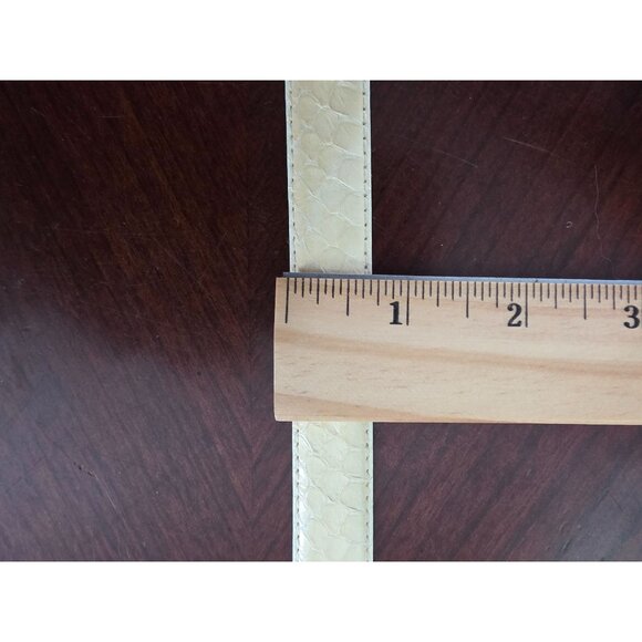 Genuine Snakeskin Leather Belt Silver Buckle Cream/Off White Exotic Accessory L - Picture 8 of 8